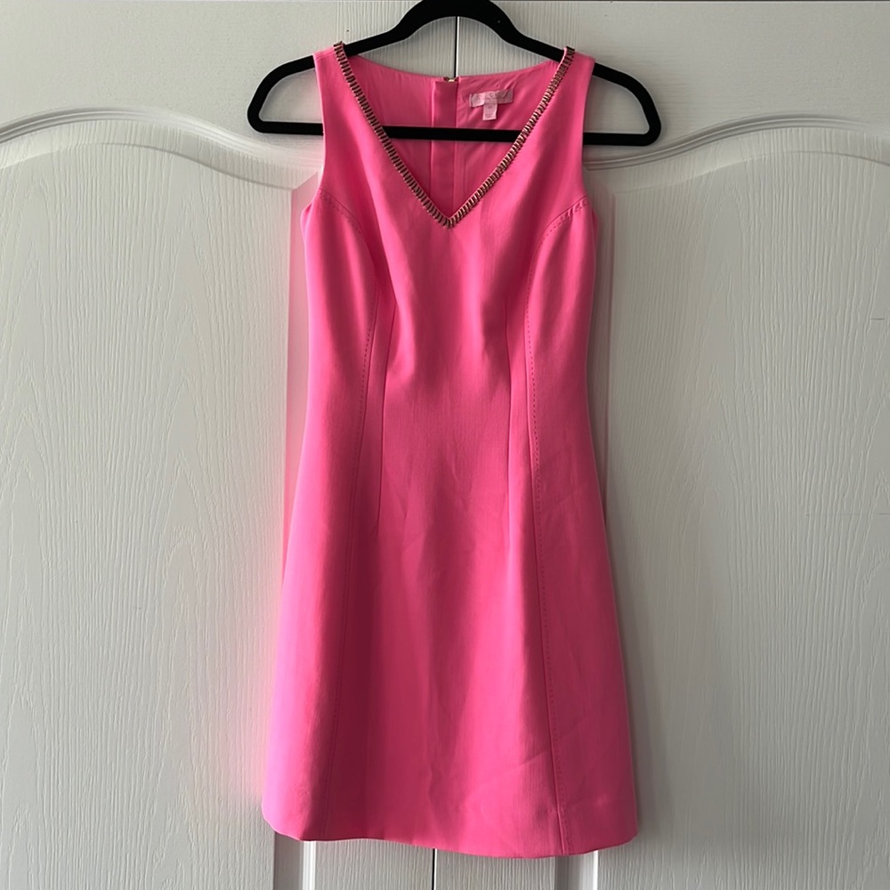 Sleeveless V-Neck Pink Dress